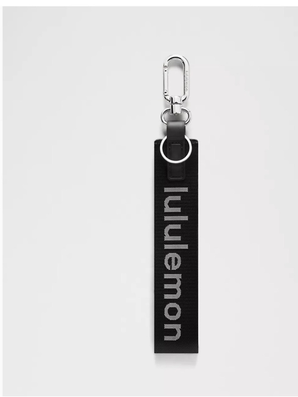 lululemon athletica Black and Silver Logo Strap Keychain